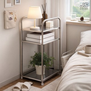 JS리빙 거실 미니 사이드 테이블 간이 침대 협탁 다용도 쇼파 보조 티테이블 3단 심플 모던 인테리어 스테인리스 선반 @MD_31x28x64_BERRIN_1341039948970