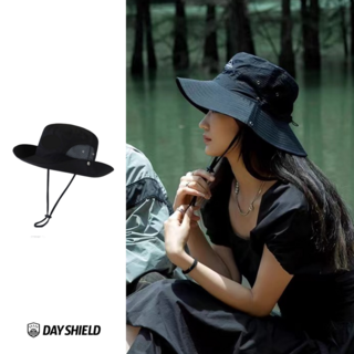 데이실드 마운틴 쿨매쉬 UV 자외선 차단 캠핑 등산 사파리 모자 남녀공용 UPF50+, 블랙 노로고