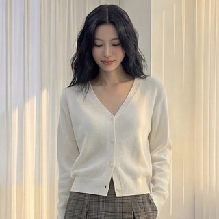 라뷰드 여성 브이넥 크롭 니트 가디건 여자 봄 가을 간절기 아우터 부드러운 긴팔 겉옷 캐주얼룩 데일리룩