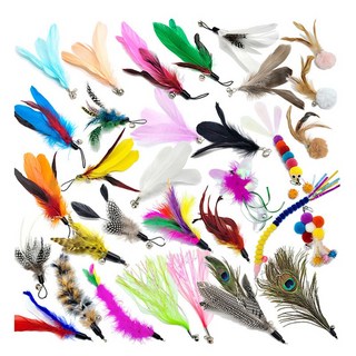 고양이장난감 낚시대 12종세트 3단낚시대 깃털리필 낚시대리필 단품별선택, 깃털리필5종 (제품랜덤), 1세트, 랜덤