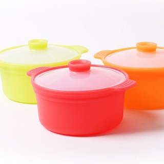 헤스타 국산 실리콘 중대형 계란찜기 이유식 전자렌지 라면 조리 다용도 용기 냄비, 1개, 오렌지