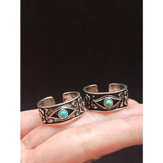 綠松石惡魔之眼戒指 925銀活圍戒指 男女款