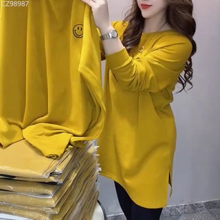 歐貨大碼女裝內搭開叉打底衫女秋季新款寬鬆顯瘦時尚長袖上衣