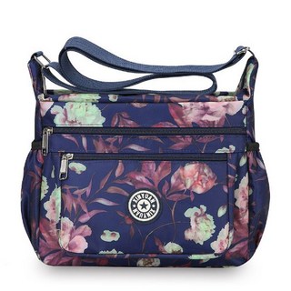 牛津布休閒斜挎包，大容量防水女士單肩包, 紫大花,寬25高20厚11釐米