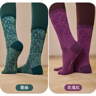 QUEEN YOGA瑜伽舒適復古時尚經典撞色提花棉襪