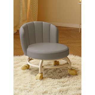 INS網美貝殼椅凳 滑輪矮凳 小椅子 萬向輪 凳子 矮凳 客廳椅 圓凳 軟坐矮凳 小椅凳, 灰色, 1件