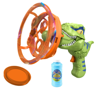 泡泡槍 電動泡泡機 手持泡泡機 電扇 恐龍造型 泡泡玩具, 1個, 大泡泡槍-綠色【彩盒裝】, 綠色