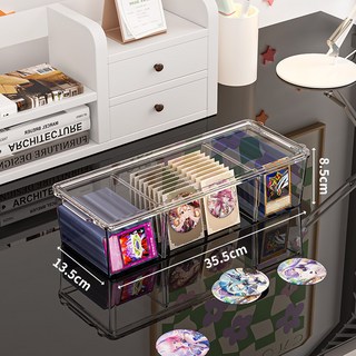 溢溢購小卡收納盒，翻蓋透明防塵卡牌收納盒，分格名片收納盒，寶可夢/奧特曼卡牌適用