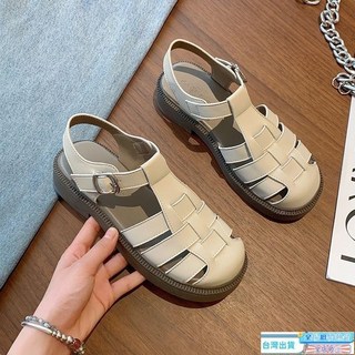 羅馬涼鞋 包頭涼鞋 真皮厚底露趾日系休閒女涼鞋, 黑色【爆款高品質】,38【專櫃同款防滑耐磨】, 黑色【爆款高品質】, 38【專櫃同款防滑耐磨】