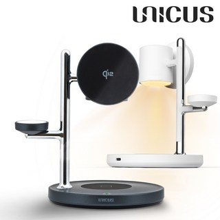 우니쿠스 4in1 Qi2 맥세이프 충전기 고속 무선충전 거치대 스탠드 UMG15L 애플워치 갤럭시워치 모두 지원, 1개, UMG15L 그레이