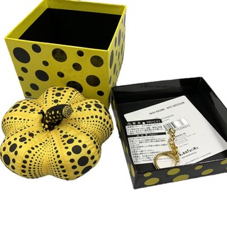 일본 쿠사마 야요이 KUSAMA 호박 물방울 무늬 열쇠 고리 펜던트 장식품 아트 컬렉션 벌크 상품, 11cm, A. 상자 포함(옐로우)
