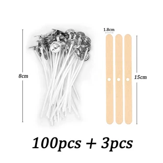 100개/봉지 양초 심지 홀더 왁스 코튼 세트 스탠드 포함 무연 소이 오일 코어 직조, 08 A-8CM