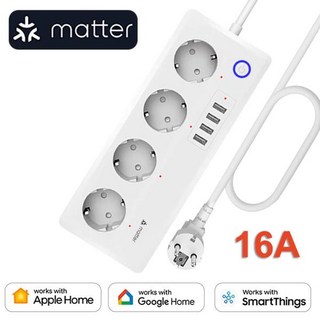 Arumny Matter 전원 스트립 스마트 멀티 콘센트 전기 확장 소켓 케이블 어댑터 Eu Kr 플러그 Apple Google, 1개, 01 Eu 플러그, 한개옵션2