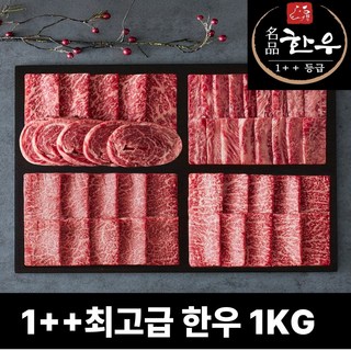 [명절이후출고]1++ 마장동 명품 한우 투뿔 600g 1.2kg 800g 모듬세트 구이용 세트, 1++ 한우 모듬 1kg HHUMO10, 1kg, 1개