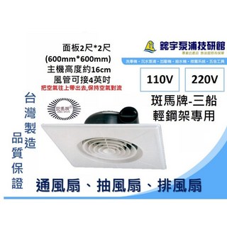 鋐宇泵浦 三船 2尺X 2尺 輕鋼架 通風扇 抽風扇 排風扇 循環扇 排風機 台灣製造, 面板+馬達220V