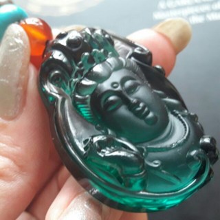 湖水綠琉璃觀世音菩薩雞木翅項鍊, 1個