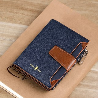 Williampolo 英皇保羅韓版時尚流行帆布錢包 男用錢包 男生皮夾 耐磨防刮短夾 學生 拉鏈短夾 零錢包