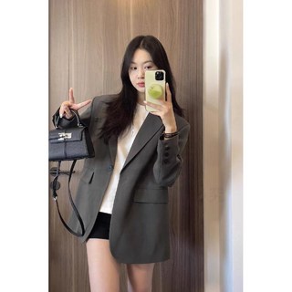 灰色西裝外套女 2025新款春秋韓版寬鬆休閒高級設計感小個子西服潮