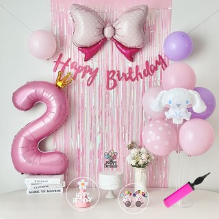 연지마켓 시나모롤 산리오 생일풍선 파티세트, 핑크풀세트(핑크숫자 2)