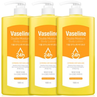 바세린 24h 고보습 대용량 바디로션 더블 모이스춰, 1L, 3개