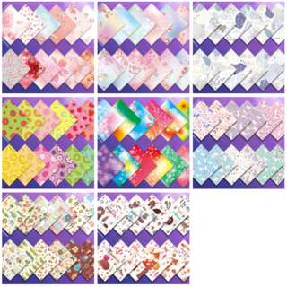 트윈은 중복없는 동물 과일 무늬 패턴 양면 색종이 종이접기 미술 교육용, 3팩, 48색