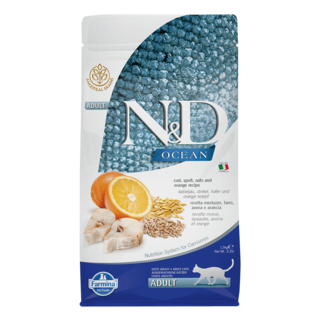 法米納 Farmina ND天然海洋貓糧 貓糧 貓飼料 成貓 OC海洋系列 1.5kg, 1個, OC3 全齡貓 低穀鱈魚甜橙