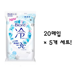 비오레 냉시트 냉각 시트 20매입 무향료, 5개