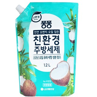 퐁퐁 친환경 주방세제 코코넛 리필, 1.2L, 5개