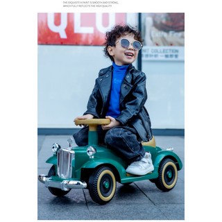 淘氣寶貝 超高顏值兒童電動車 1675 復古老爺車 兒童騎乘電動車 現貨, 墨綠色, 1個