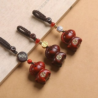 2026馬年檀木馬上有錢鑰匙扣 生肖馬本命年掛飾吊墜, 1個, 鑰匙扣-芭比檀【馬上有錢】