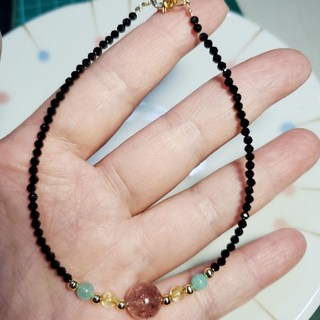 草莓晶 黑尖晶 手鍊 腳鍊 手珠 14K金設計款 水晶玉石特賣