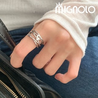 MIGNOLO 甜酷簡約百搭 銀色戒指 女生戒指 開口可調式戒指 韓國飾品