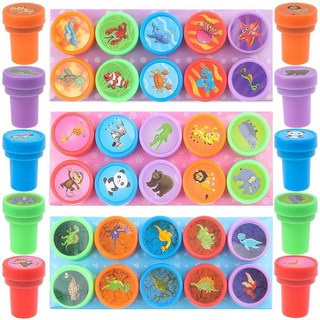 30피스 동물 스탬프 아동용 공룡 바다 생활 및 동물원 야생 셀프 잉크 스탬프 생일 선물 정글 파티 용품 교사 스탬퍼 학생용 선물 가방 상품 교실 보상 필러