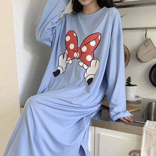 미키 리본 라운드 원피스 빅사이즈 디즈니 라이센스 파자마 잠옷(5col)