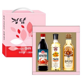 실속선물 설 추석 명절선물 백설 요리3종 정담 (1세트) 홍게간장 올리고당 카놀라유 1만원이하 고급 선물, 80세트