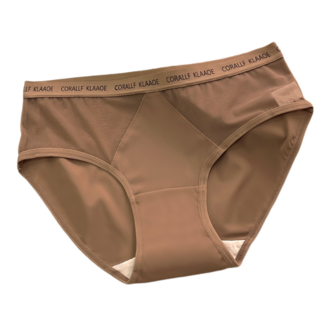 【OniWear】字母斜帶歐美風運動低腰內褲 棉抗菌底襠 女三角褲 冰絲內褲 少女內褲, 咖啡【網紗】,M【50公斤以下】
