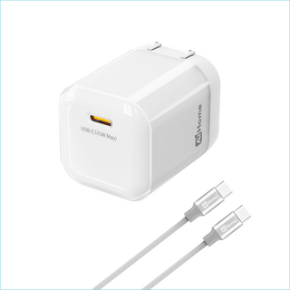 AJHome USB-C 45W Max 充電器 - 適用於 16/17 Pro S24/S25 Ultra 平板電腦 筆記型電腦和手機, 白色快充頭+1米快充線C轉C, 1套