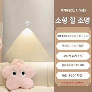 충전식핀조명 무선 벽조명 액자 부착식 스포트라이트, 1개, 화이트 배터리형 1개 삼색광+인체