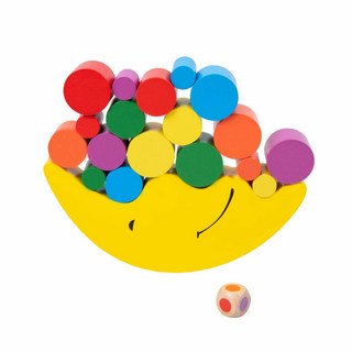 DFMEI 創意平衡小人積木兒童早教好智力拼裝木製玩具親子互動遊戲疊疊高, 1個, 月亮平衡木(黃色):如圖