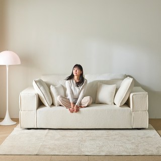 [쿠팡방문설치] 코지스퀘어 3인용소파, 크림화이트(부클레)