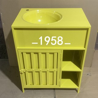 【Shark家具】工業風立柱洗手盆櫃 復古創意集裝箱洗手台, 黃色洗手盆(送水龍頭）, 1個