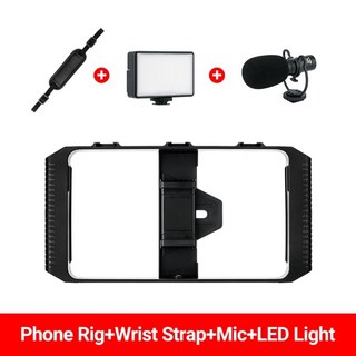 스마트 폰 비디오 리그 핸드폰 스태빌라이저 핸드헬드 삼각대 마운트 핸드 그립 아이폰 호환 안드로이드용 영화 제작 브이로그 촬영 케이스, Phone Rig Kit G, 09 Phone Rig Kit G, 1개