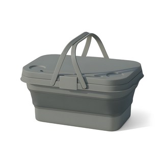 多功能折疊式野餐籃 （變身桌子 / 大容量收納）, 灰色, 1個, 1層