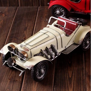 GXS 手工做舊鐵皮老爺車 懷舊擺件【GXS拍照道具】- 復古風裝飾擺設, 白