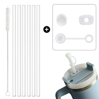 비바프 스탠리 스타벅스 텀블러 호환 트라이탄 빨대 + 세척솔 + 스토퍼 세트 887ml 1.18L, 1세트, 1세트