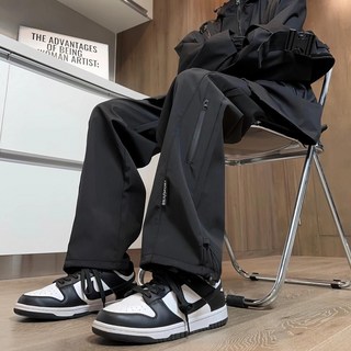 防水夏季薄款衝鋒褲 男士美式戶外寬鬆登山工裝褲 直筒運動長褲休閒褲子