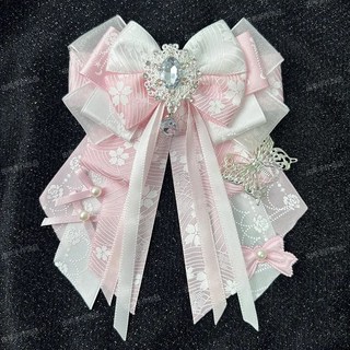 아이돌 응원봉 꾸미기 리본 로리타 브로치 화려한 봉꾸 kpop, 핑크