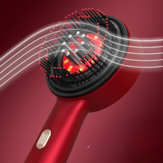 [두피 홈케어 끝판왕] LED 적색광 두피 마사지기 헤어 오일 어플리케이터 | 탈모 완화 모근 강화 발모 촉진 전동 브러쉬 (앰플 도포기 겸용), 1개, 레드