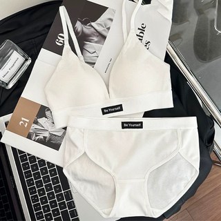 多金家 法式三角杯無鋼圈內衣套裝，大胸顯小聚攏性感，舒適透氣可調節肩帶