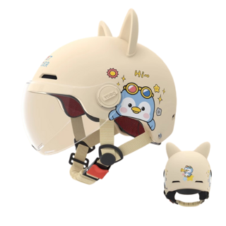 MILLANDA 3c 헬멧 오토바이 헬멧 큐티 헬멧 사계절 안전모, 노란색-투명 렌즈-고양이의 귀